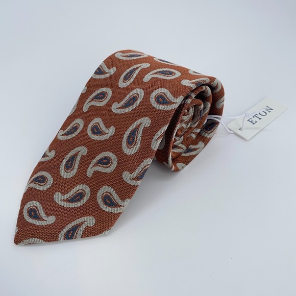 Eton‎ Tie Mens One Size Multi Paisley Silk Classic Luxury Necktie Italy Made NWT